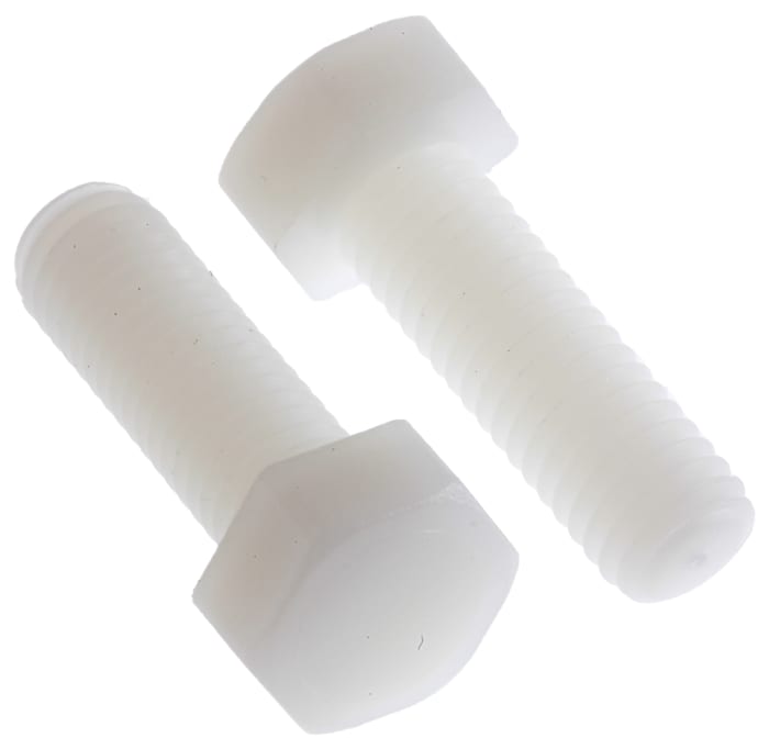 RS PRO Plain Nylon, Hex Bolt, M8 x 25mm