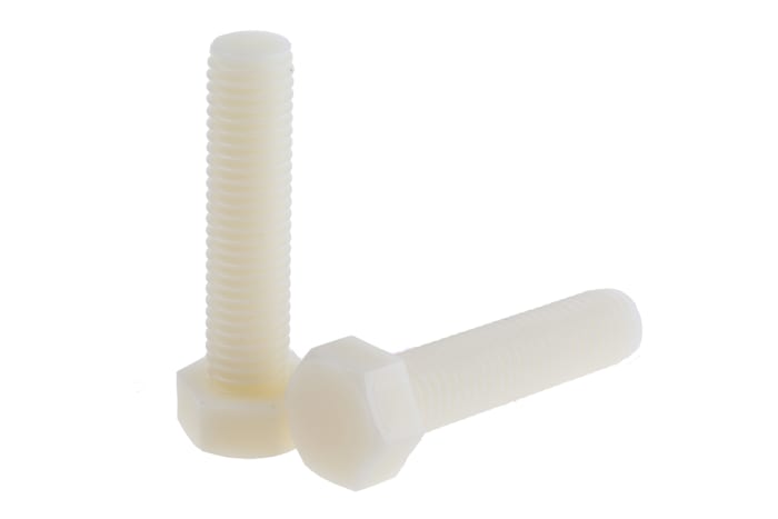 RS PRO Plain Nylon, Hex Bolt, M12 x 50mm