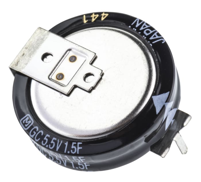 Panasonic 1,5F Süper kapasitör EDLC, 5,5V dc, SG Serisi , -20 → +80% Toleranslı , İğne Bacaklı