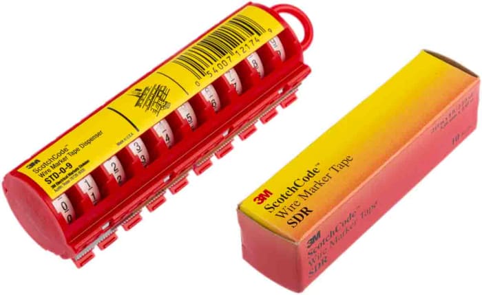 3M SDT+ SDR Adhesive Cable Marker Kit, Red, Pre-printed ""0 → 9"", 89576