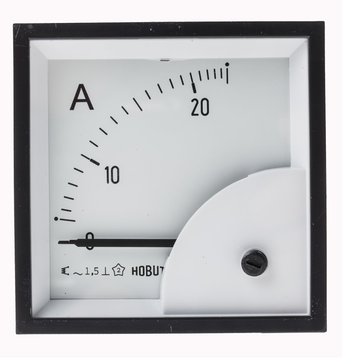HOBUT D72SD Analogue Panel Ammeter 0/25A Direct Connected AC, 72mm x 72mm Moving Iron