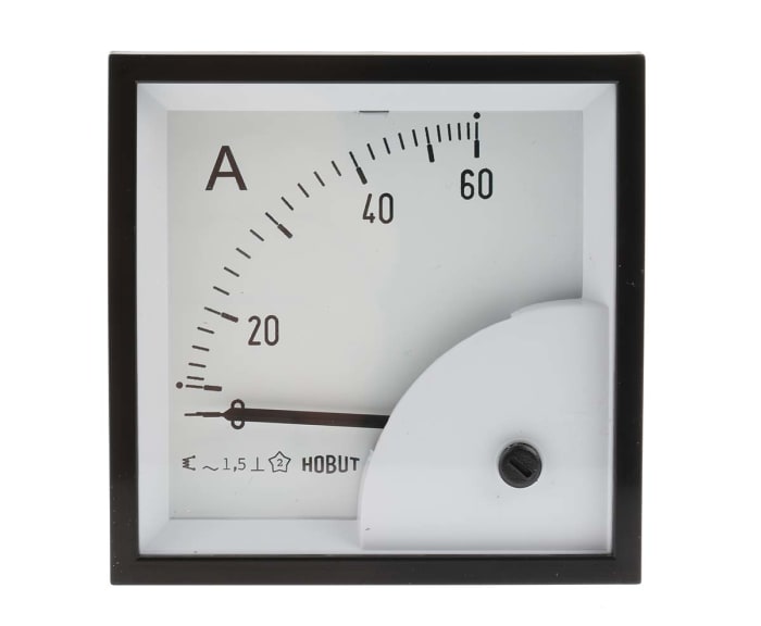 HOBUT D72SD Analogue Panel Ammeter 0/60A Direct Connected AC, 72mm x 72mm Moving Iron
