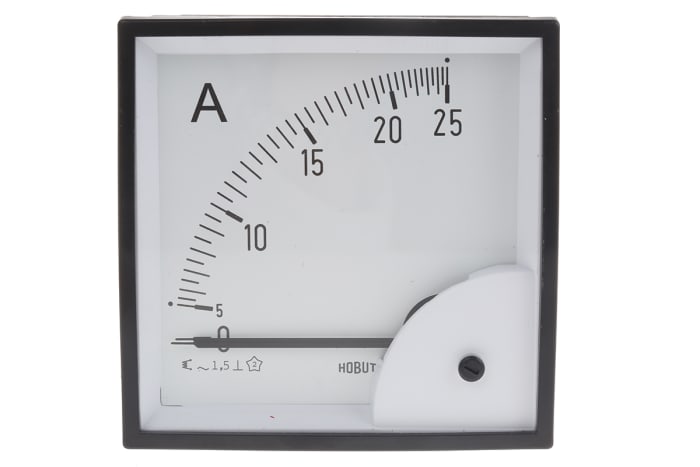 HOBUT D96SD Analogue Panel Ammeter 0/25A Direct Connected AC, 92mm x 92mm Moving Iron