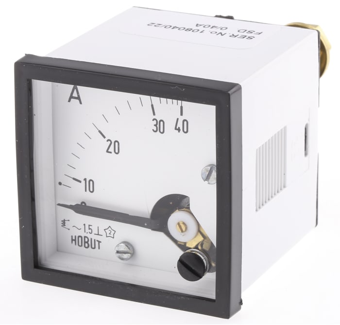 HOBUT D48SD Analogue Panel Ammeter 0/40A Direct Connected AC, 48mm x 48mm Moving Iron