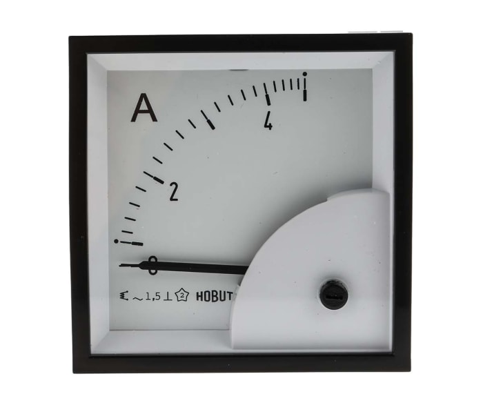 HOBUT D72SD Analogue Panel Ammeter 0/5A Direct Connected AC, 72mm x 72mm Moving Iron