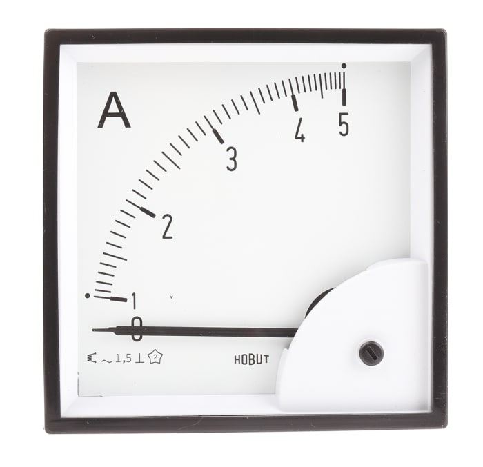 HOBUT D96SD Analogue Panel Ammeter 0/5A Direct Connected AC, 92mm x 92mm Moving Iron
