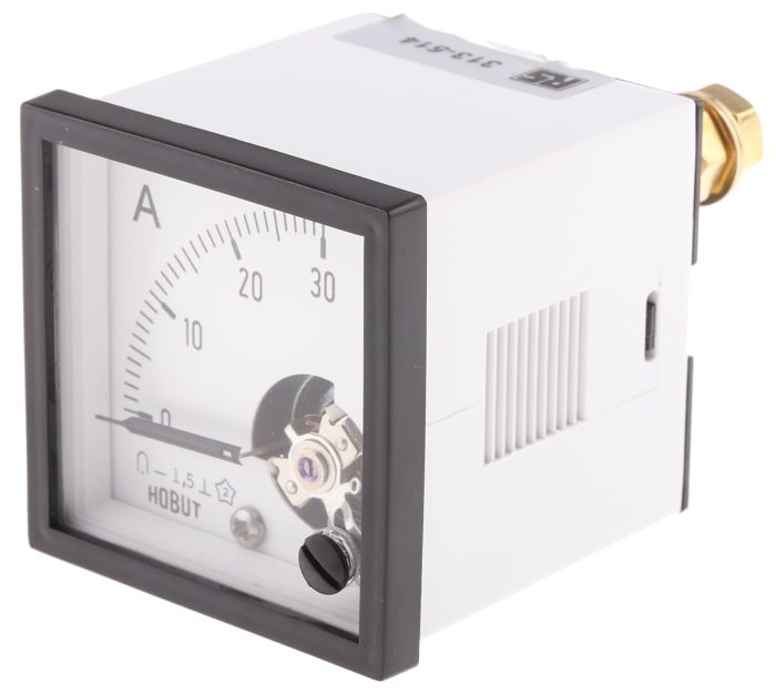 HOBUT D48MC Analogue Panel Ammeter 0/30A For Shunt 75mV DC, 48mm x 48mm Moving Coil