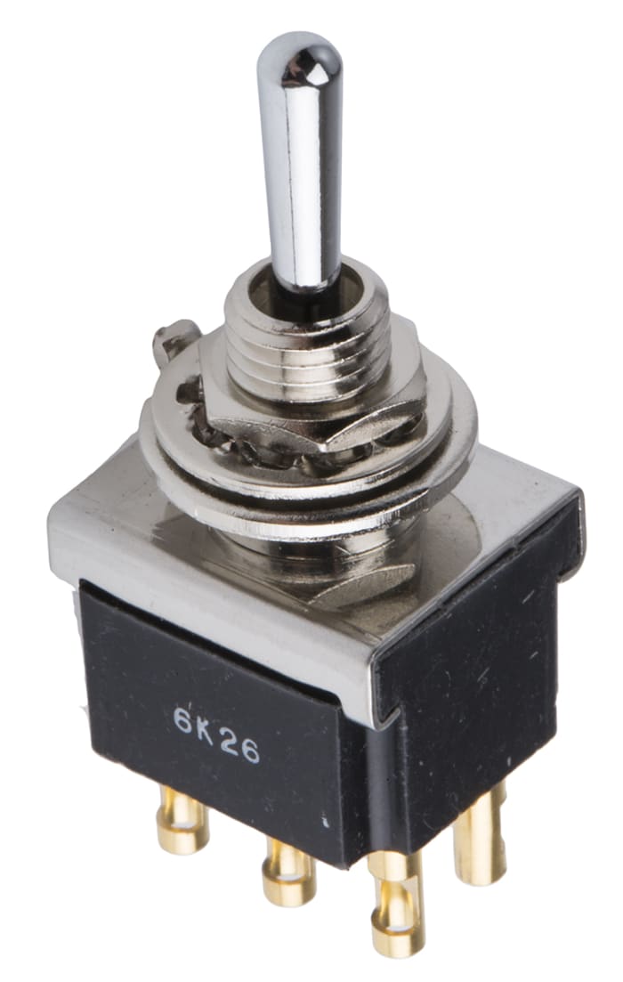 Toggle Switch / Toggle Anahtar, DPDT, 30 V dc'de 4 A, Pano/Panele Monte, Açık-Kapalı-Açık