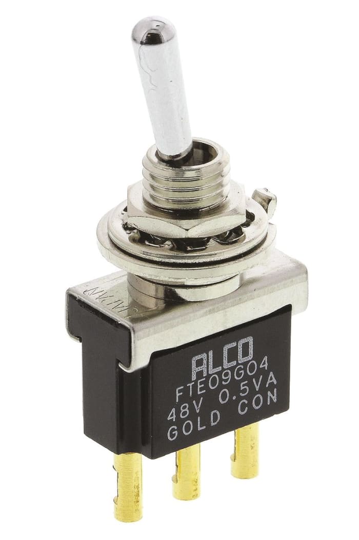 TE Connectivity Toggle Switch, Panel Mount, On-Off-On, SPDT, Through Hole Terminal