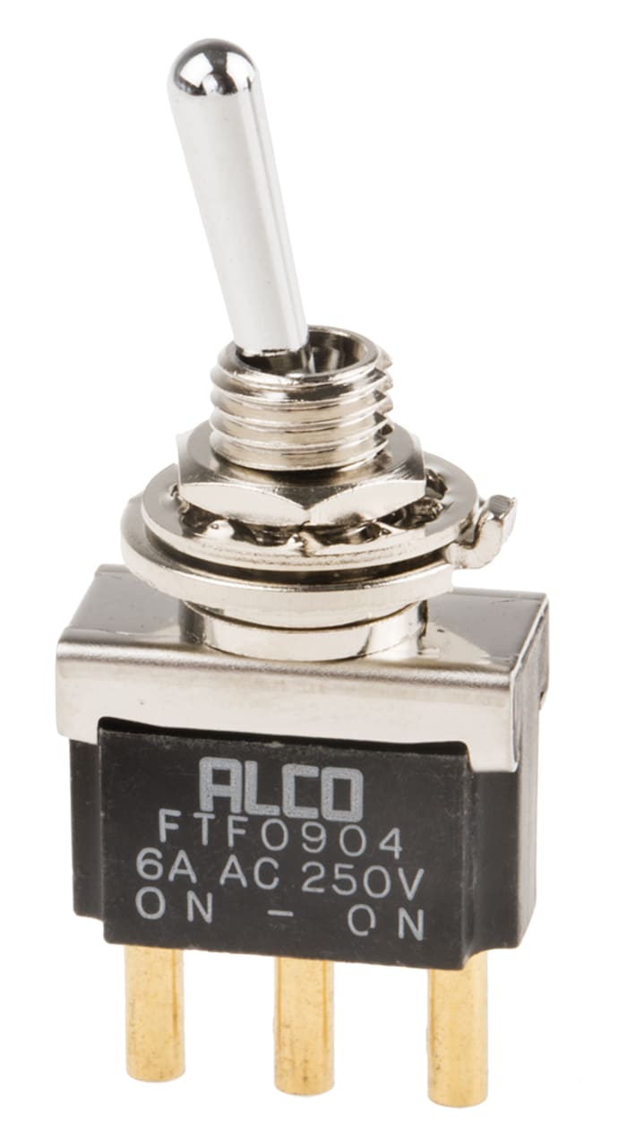 TE Connectivity Toggle Switch, Panel Mount, On-(On), SPDT, Solder Terminal, 125V ac