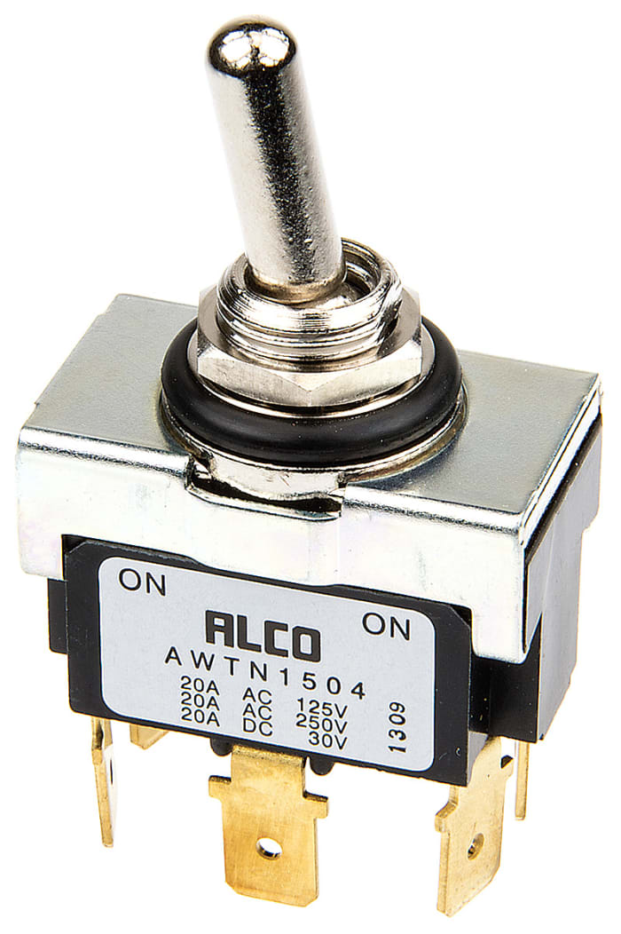 TE Connectivity Toggle Switch, Panel Mount, On-On, DPDT, Tab Terminal