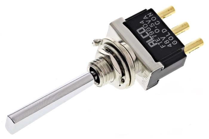 TE Connectivity Toggle Switch, Panel Mount, On-Off-On, SPDT, Solder Terminal, 250V