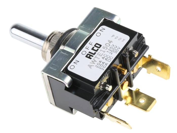 TE Connectivity Toggle Switch, Panel Mount, On-Off-On, SPDT, Tab Terminal