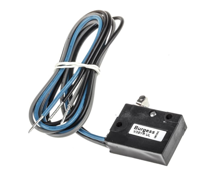 Saia-Burgess Short Roller Lever Micro Switch, Pre-wired Terminal, 5 A @ 250 V ac, SPDT, IP67