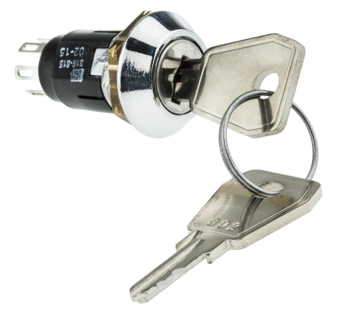 Lorlin Key Switch, DPDT, 1 A @ 24V ac dc / 115V ac 2-Way Random-Key