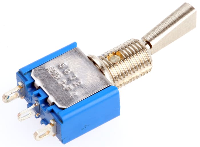 APEM Toggle Switch, Panel Mount, On-(On), SPDT, Solder Terminal