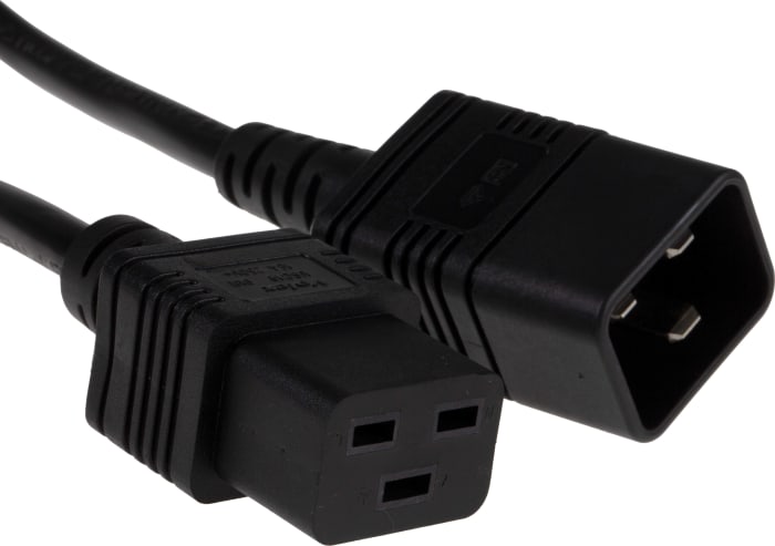RS PRO Straight IEC C19 Socket to Straight IEC C20 Plug Power Cord, 2m