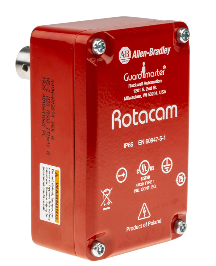 Allen Bradley Guardmaster Rotacam 440H Menteşeli Emniyet Şalteri, NO/2NC, M16