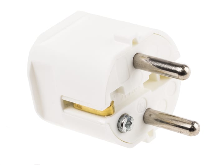 Clavija ABL Sursum Tipo F - Schuko alemán de 2P+E de color Blanco, para Alemania, 250 V ac, 16A, Montaje de Cable