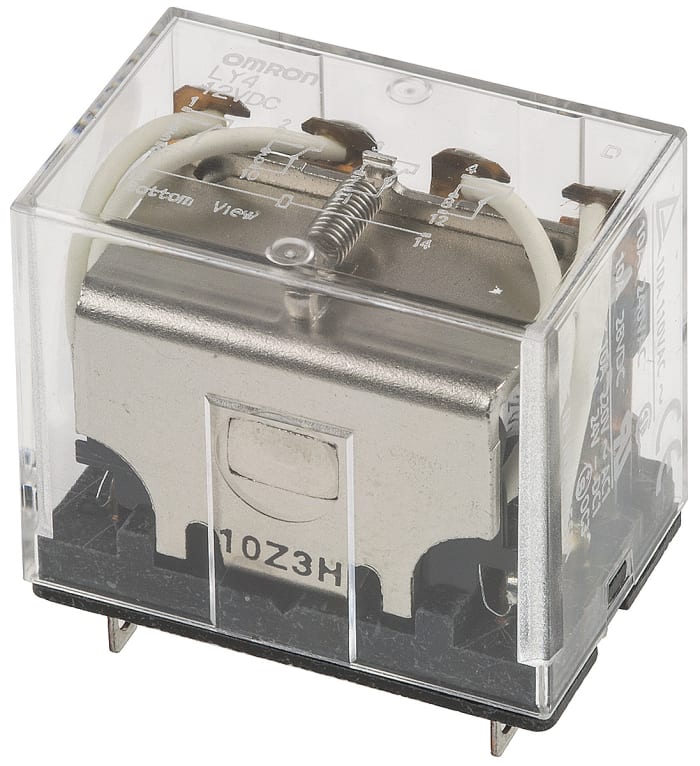 Omron Plug In Power Relay, 12V dc Coil, 10A Switching Current, 4PDT