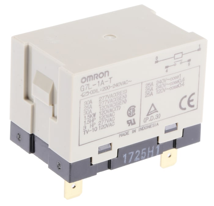 Omron Panel Mount Power Relay, 240V ac Coil, 30A Switching Current, SPST