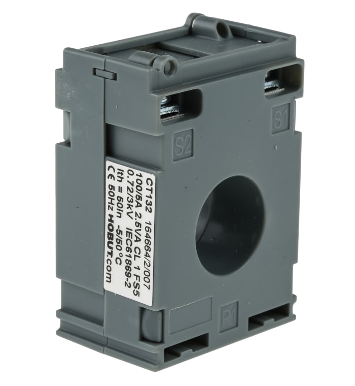 HOBUT CT132 Series DIN Rail Mounted Current Transformer, 100A Input, 100:5, 5 A Output, 21mm Bore