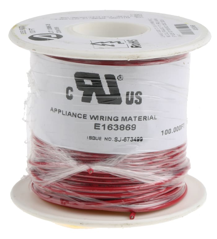 3053 RD005 Alpha Wire | Alpha Wire Premium Series Red Hook Up Wire, 20 ...