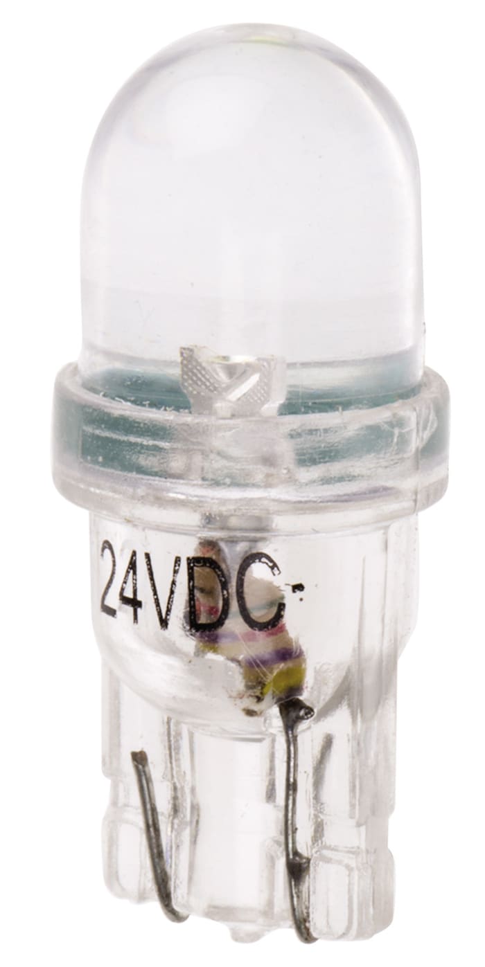 JKL Components White LED Indicator Lamp, 24V dc, Wedge Base, 10mm Diameter