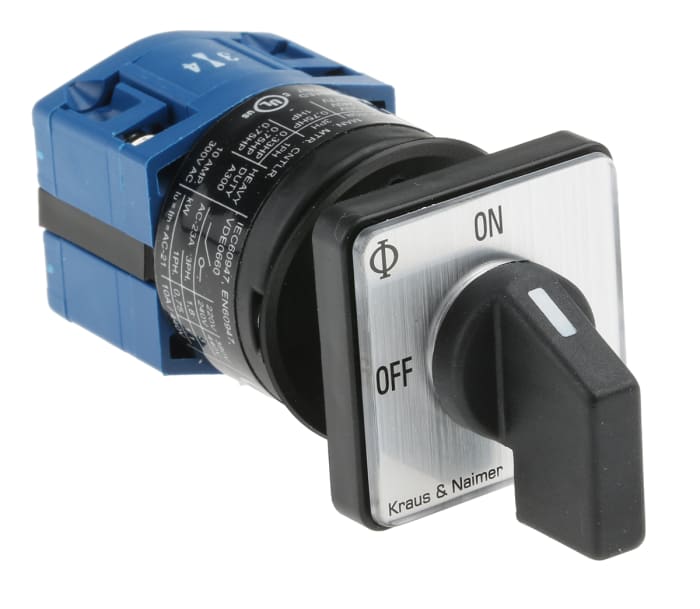 Kraus & Naimer, DP 2 Position On-Off Cam Switch, 10A