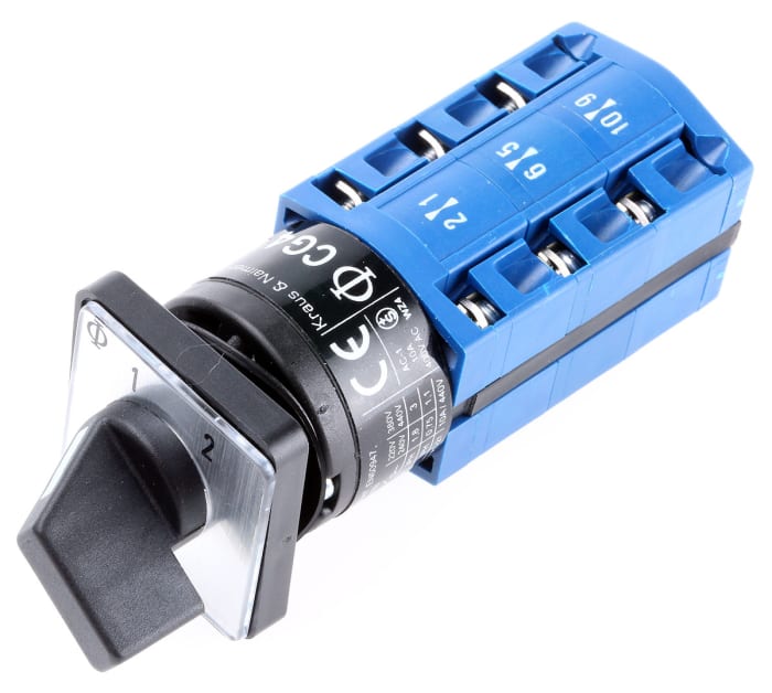 Kraus & Naimer, 3P 2 Position Double Throw Cam Switch, 10A