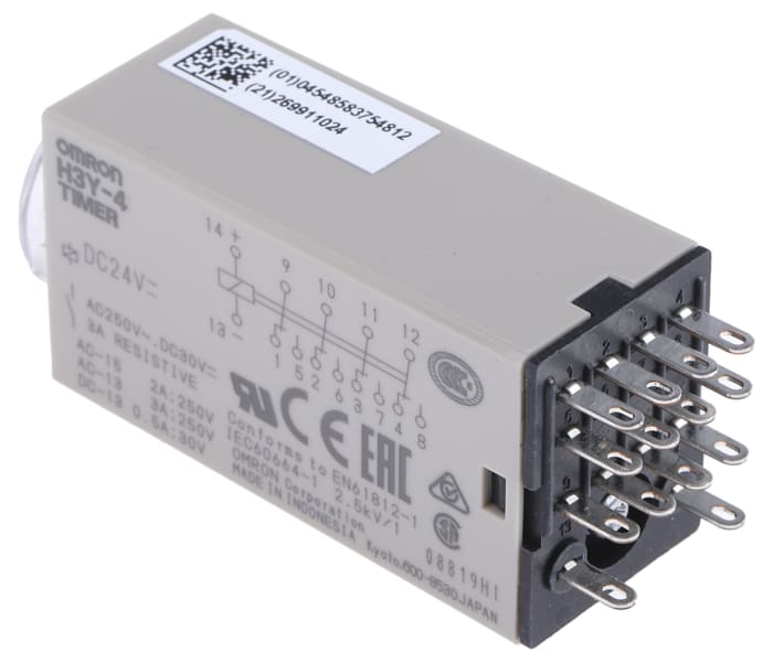 H3Y4 DC24 10S Omron Omron H3Y4 Series DIN Rail, Surface Mount Timer