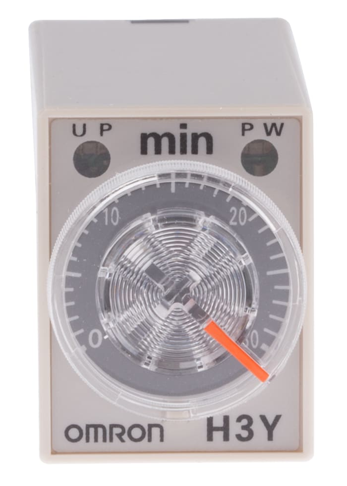 Omron H3Y-4 Series DIN Rail, Surface Mount Timer Relay, 24V dc, 4-Contact, 1 → 30min, 1-Function