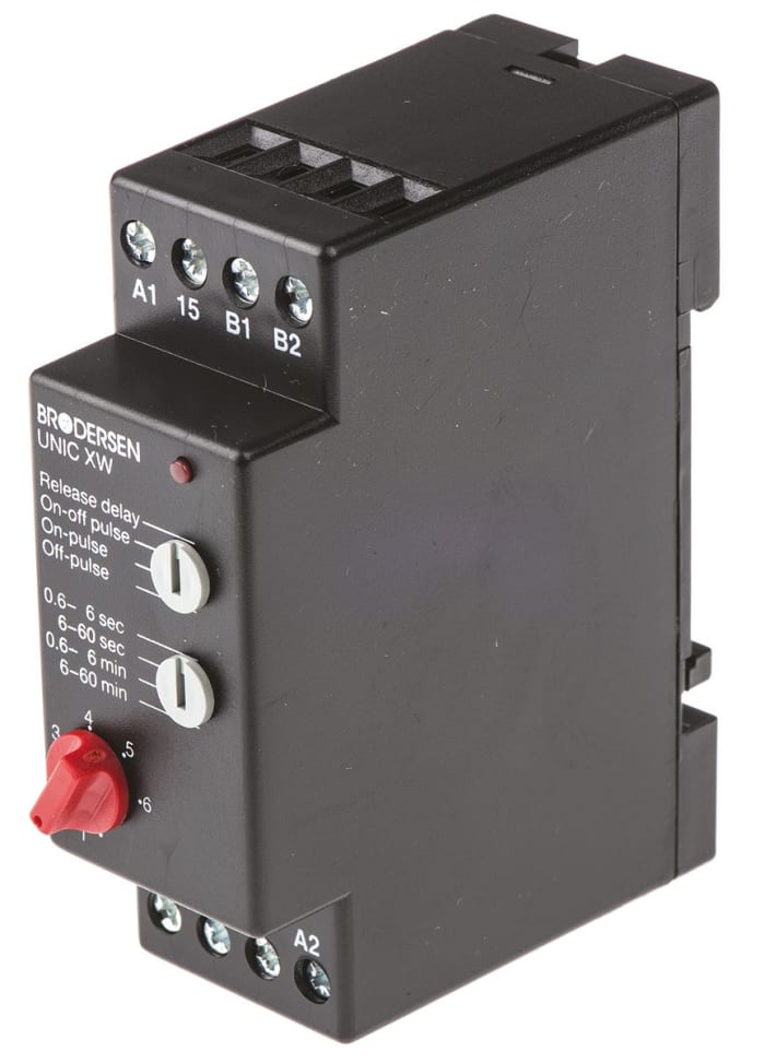 Brodersen Systems XW-D1 Series DIN Rail Mount Timer Relay, 10.5 → 265V ac/dc, 1-Contact, 0.6 → 60 min,