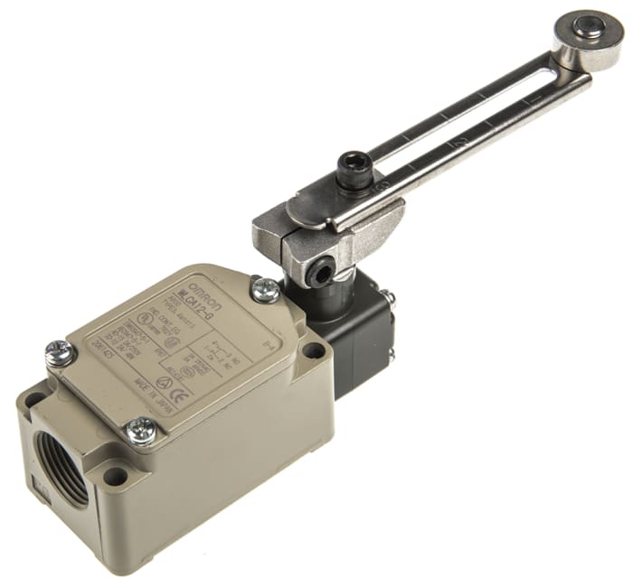 Omron Plunger Roller Lever, NO/NC, IP67, SPDT, Die Cast Aluminium Housing, 600V ac Max, 10A Max