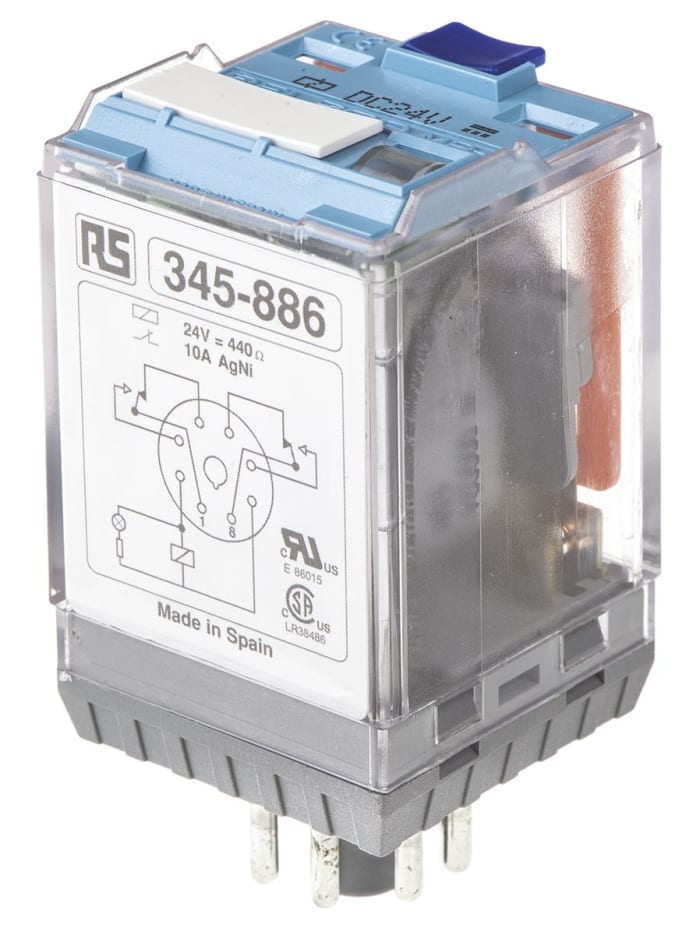 Releco Plug In Power Relay, 24V dc Coil, 10A Switching Current, DPDT