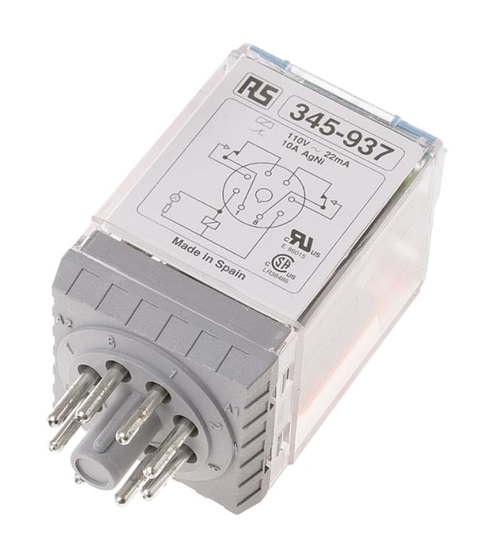 Releco Plug In Power Relay, 115V ac Coil, 10A Switching Current, DPDT