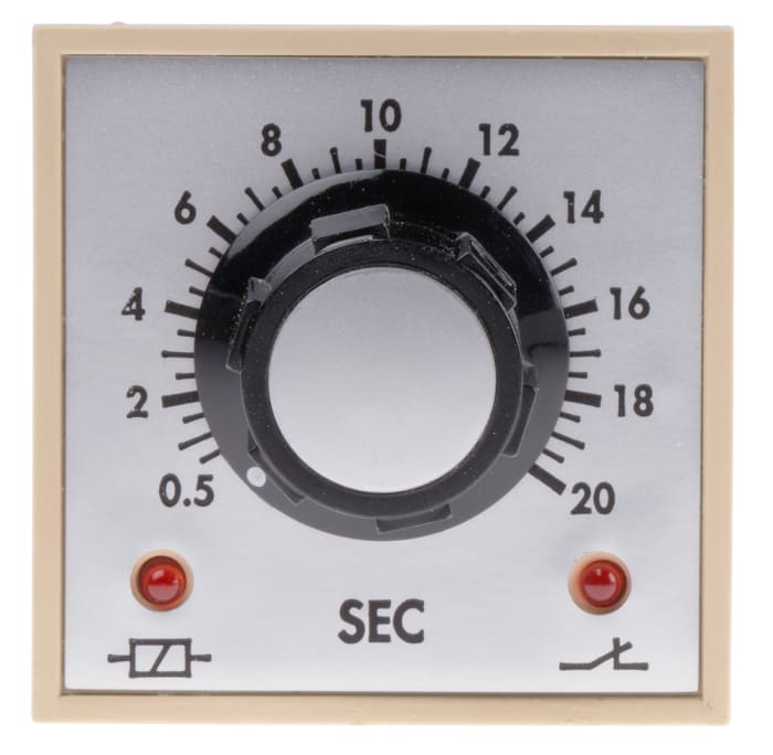 Tempatron DIN Rail, Panel Mount Timer Relay, 110V ac, 2-Contact, 0.5 → 20s, 1-Function, DPDT