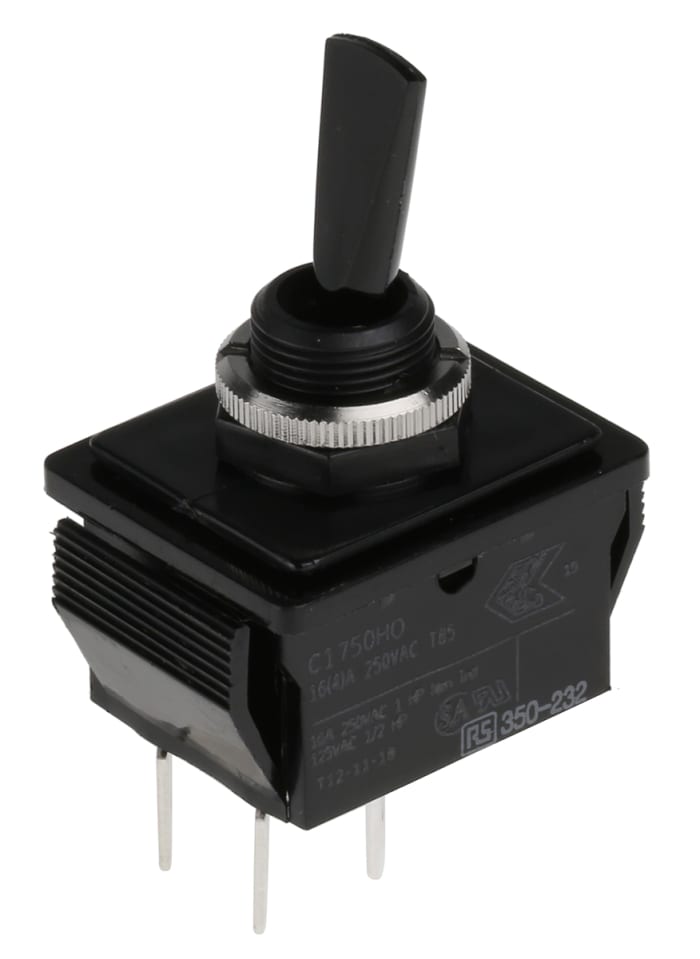 Arcolectric (Bulgin) Ltd Toggle Switch, Panel Mount, On-Off, DPST, Tab Terminal