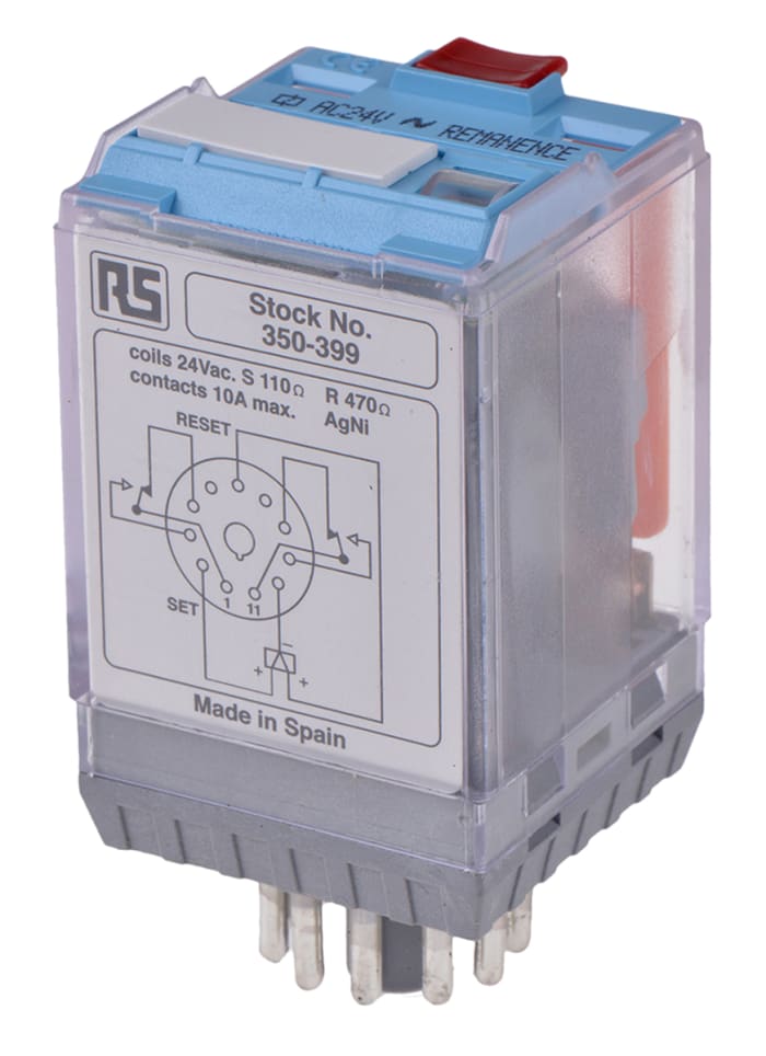 Releco PCB Mount Power Relay, 24V ac Coil, 30A Switching Current, DPDT