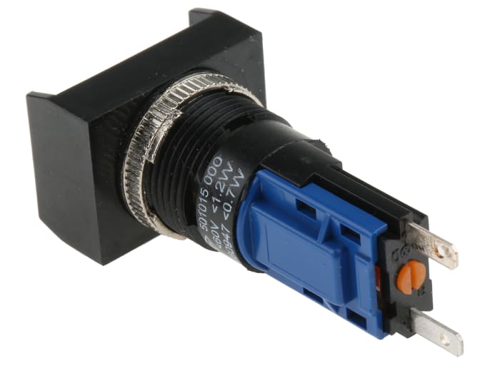 Saia-Burgess Push Button Switch, Momentary, Panel Mount, 16.2mm Cutout, SPDT, 250V ac, IP67