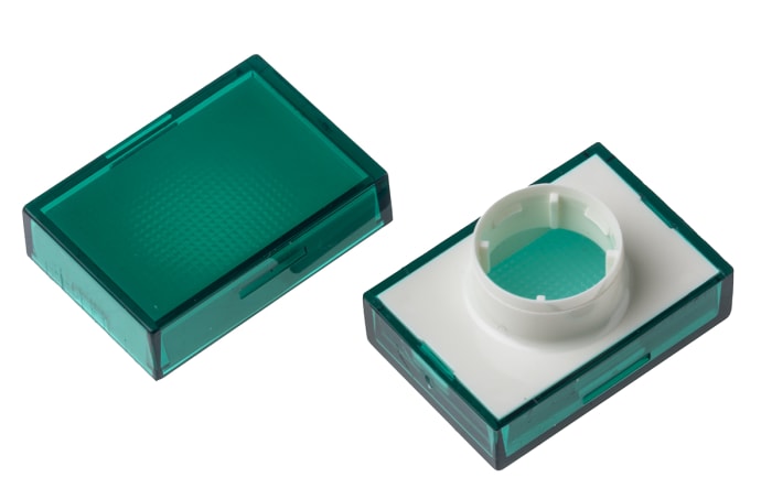 Embellecedor para botón pulsador Verde Rectangular para uso con Serie TP2