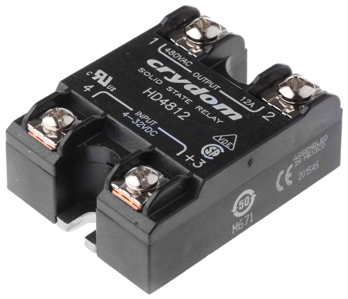 Sensata Crydom Solid State Relay, 12 A Load, Panel Mount, 530 V Load, 32 V Control