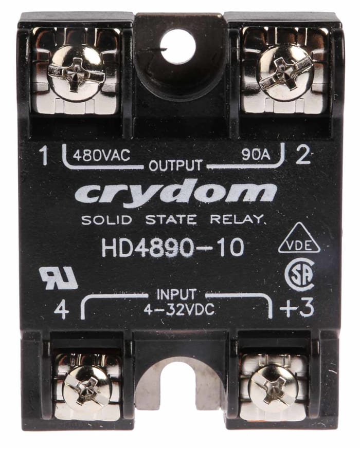 Sensata Crydom HD SERIES Series Solid State Relay, 90 A Load, Panel Mount, 530 V Load, 32 V Control
