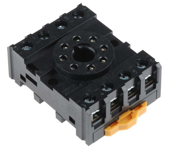 Omron 8 Pin 250V ac DIN Rail Relay Socket, for use with MK2PD-I, MK2PD-S, MK2P-I, MK2PND-I, MK2PND-S, MK2PN-I, MK2PN-S,