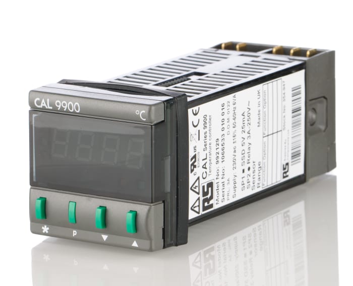 CAL 9900 PID Temperature Controller, 48 x 48 (1/16 DIN)mm, 2 Output Relay, SSD, 230 V ac Supply Voltage