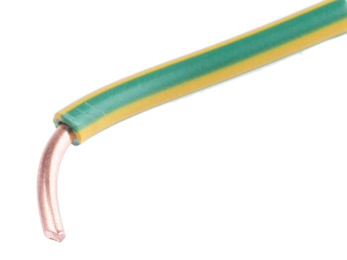 RS PRO Green/Yellow 2.5mm² Hook Up Wire, 13 AWG, 1/1.78 mm, 100m, PVC Insulation