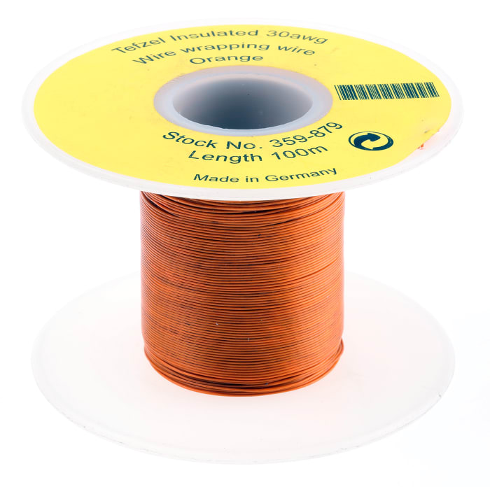 RS PRO Orange 0.05 mm² Hook Up Wire, 30 AWG, 1/0.25 mm, 100m, Tefzel Insulation