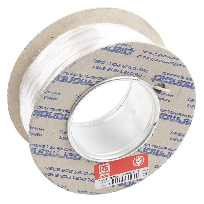 Cable de conexión RS PRO, área transversal 0.5mm² Filamentos del Núcleo 16/0.2 mm Blanco, 500 V, long. 100m, H05V-K, 20
