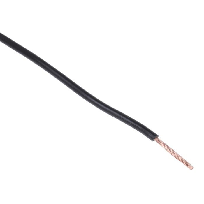 RS PRO Black 0.75mm² Hook Up Wire, 18 AWG, 24/0.2 mm, 100m, PVC Insulation