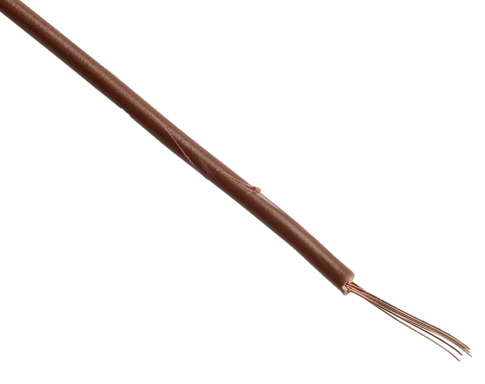 RS PRO Brown 0.75mm² Hook Up Wire, 18 AWG, 24/0.2 mm, 100m, PVC Insulation